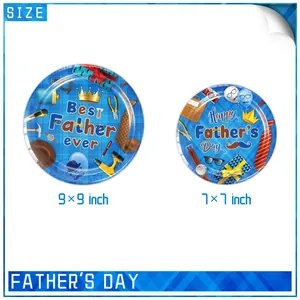 Set piatti di carta usa e getta Festa del Papà da 7 e 9 pollici con design blu scozzese