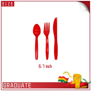 Set di posate usa e getta rosse da 6,7 pollici con forchetta coltello e cucchiaio