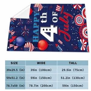 Tableau des tailles indiquant largeur et hauteur pour trois tailles de couverture de fête