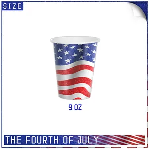 Gobelets en papier 9 oz pour l'Independence Day avec motif drapeau américain