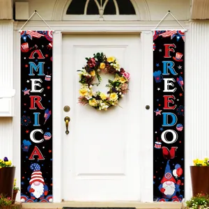 Vertical America Freedom banners for Independence Day front door porch decoration