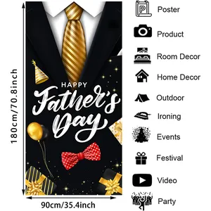Detailed view of Father's Day door banner with suit design and 180x90cm dimensions