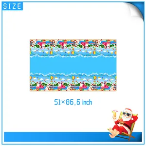 Nappe de Noël tropicale 51x86,6 pouces avec motif Père Noël surfeur et palmier