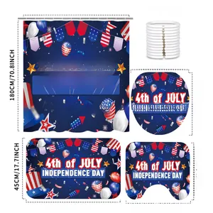 Detailed dimensions of the 4th of July Independence Day themed bathroom set and shower curtain