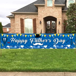 Father's Day outdoor garden banner with blue argyle pattern for home party decor