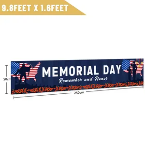 Memorial Day banner decoration featuring Remember and Honor text and soldier silhouettes