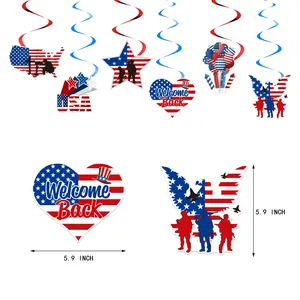 Detail of USA patriot party swirls featuring soldiers and stars for memorial day decor
