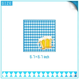Oktoberfest servetten met ruitpatroon en bierpul, afmeting 6,7x6,7 inch voor feest