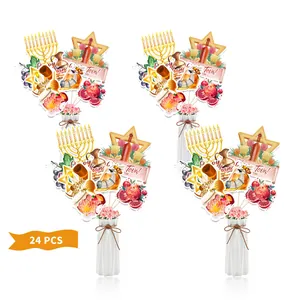 24-teiliges Rosch Haschana Tischdeko-Set mit Granatapfel Honigglas und Schana Tova Stickern