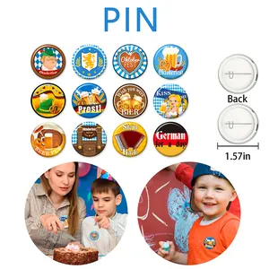Set de 12 chapas para Oktoberfest con diseños festivos de fiesta de cerveza de 1,57 pulgadas