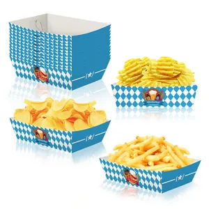 Set vassoio per snack Oktoberfest a quadri blu e bianchi per cibo da festa e decoro