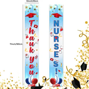 Vertical Nurses Day banner set with medical icons and Thank You Nurses message