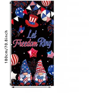 Detail of 180x90cm Independence Day banner with patriotic gnomes and Let Freedom Ring text