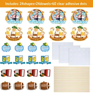 24-piece Oktoberfest party photo prop set with beer barrels and traditional German motifs