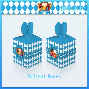Set di 6 scatole regalo Oktoberfest con motivo a rombi blu e chiusura a cuore