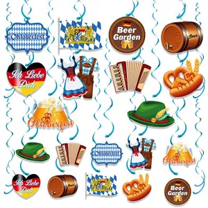 Oktoberfest Party Decorations Hanging Swirls Bavarian Beer Festival Blue White Paper Cards For Event Party Ornaments