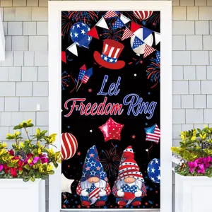 Detail of Independence Day door banner featuring Gnomes and Let Freedom Ring text