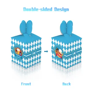 Scatole regalo per Oktoberfest con motivo bavarese blu e manico a forma di cuore