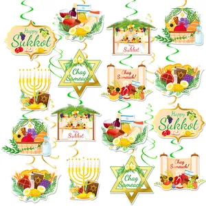 Sukkot Party Dekorationen Hängende Wirbel Jüdisches Erntefest Dekor Davidstern Menorah Sukkah Muster Bedruckte Ornamente