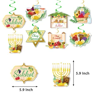 Sukkot Dekoration Hängespiralen mit Davidstern und Menora für jüdische Feiertage