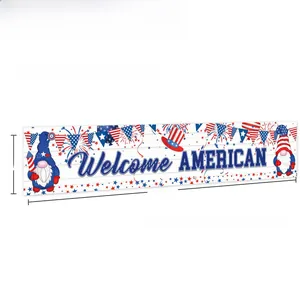 Detail of 250cm Independence Day banner with American flag patterns and gnomes