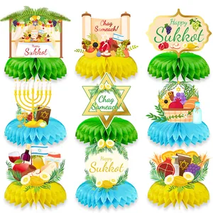 Happy Sukkot Honeycomb Centerpieces Jewish Feast Of Tabernacles Party Table Decorations Star Of David Menorah Paper Ornaments