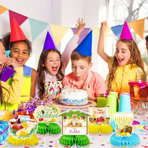 5Pcs Happy Sukkot Honeycomb Centerpieces for Jewish Festival Table Party Decoration
