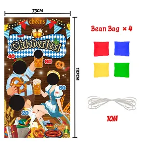 Oktoberfest kids bean bag toss game banner set with 4 bean bags and 10m rope