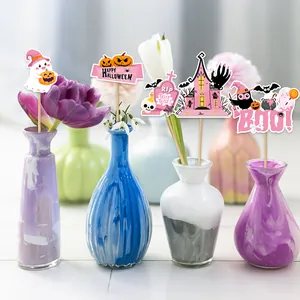 Set decorativo Halloween rosa con fantasmi e zucche per vasi e addobbi floreali