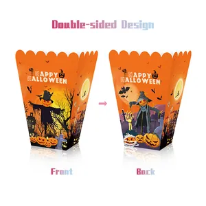 Cajas de fiesta de Halloween de doble cara con espantapájaros naranjas y decoraciones