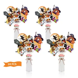 Halloween Vase Decoration Inserts With Witch Ghost Pumpkin Patterns For Table Garden Party Home Festive Ornament
