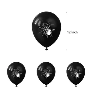 Μαύρα μπαλόνια Halloween 12 ιντσών με σχέδια αράχνης και ιστού για διακόσμηση πάρτι