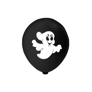 Μαύρο λάτεξ μπαλόνι Halloween με λευκό φάντασμα για διακόσμηση εορταστικού πάρτι
