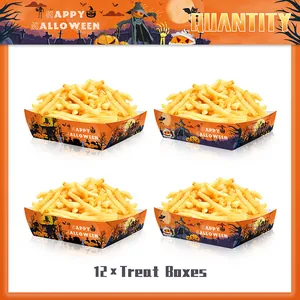 Detalle de 12 cajas de dulces de Halloween con diseños de calabaza para bocadillos de fiesta