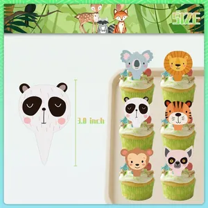 Jungle animal cupcake toppers featuring lions and tigers for wild safari party decor