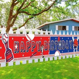 Bannière baseball Happy Birthday pour décoration de fête d'anniversaire en plein air