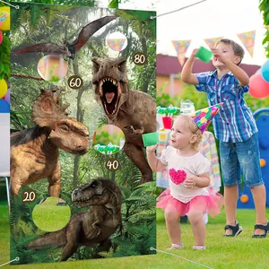 Dinosaur birthday party bean bag toss game banner for kids outdoor fun activities