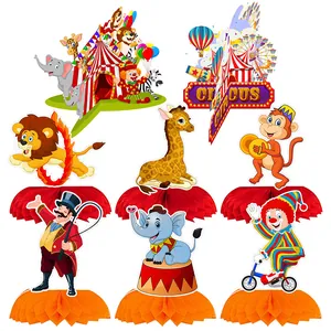 Set da 8 pezzi decorazioni da tavolo a nido d'ape tema circo per feste di compleanno