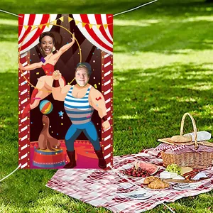 Carnival circus photo door banner for outdoor birthday party games and decorations