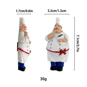 Dimensions du magnet chef en résine : hauteur 7,1 cm, largeur 3,2 cm et épaisseur 1,7 cm
