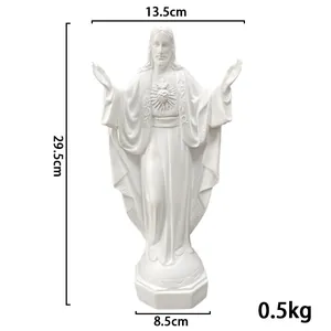 Dimensioni della statuina di Gesù in resina bianca, altezza 29,5 cm e peso 0,5 kg
