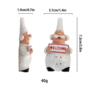Aimant de frigo chef en résine 3D avec panneau Welcome et dimensions 7,2cm par 3,7cm