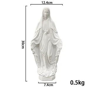 Dettaglio della statua della Vergine Maria in resina bianca con dimensioni di 30 cm