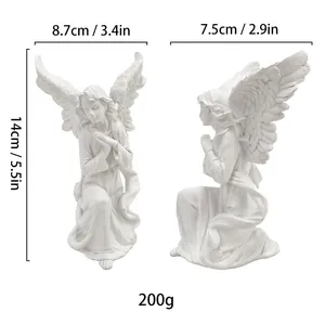 Detailed size and weight dimensions of white resin praying angel girl figurines