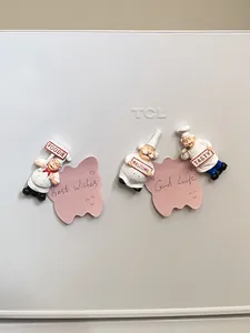 Magnets de réfrigérateur 3D en résine motif chef avec panneaux Foodie et Welcome