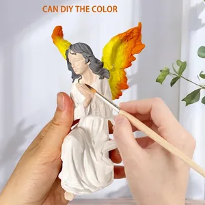 DIY hand-painted Christmas angel girl resin figurine with gradient wings for home decor