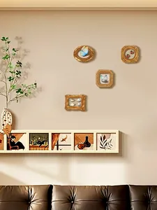 European vintage golden carved frames with real butterfly and beetle specimens decor