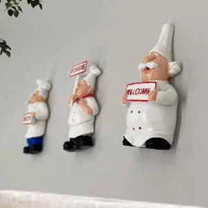 Lot de magnets de cuisine 3D en résine motif chef avec panneaux de bienvenue