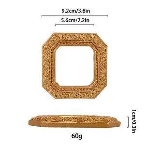 European vintage golden octagonal photo frame for jewelry photography and background prop