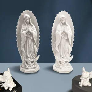 Statue della Madonna di Guadalupe in resina bianca e grigia per decorazione d'interni